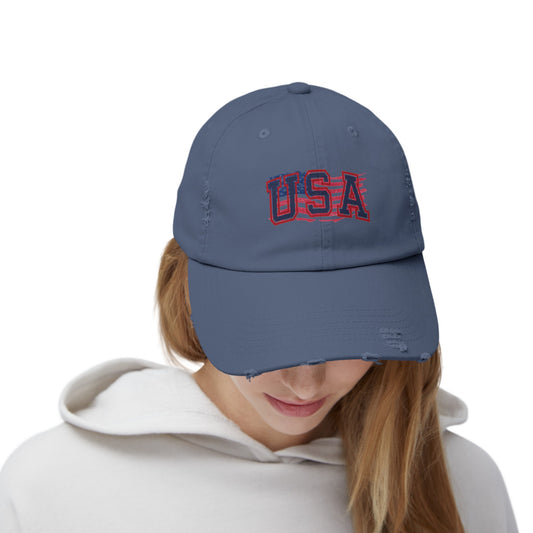 USA Flag Unisex Distressed Cap